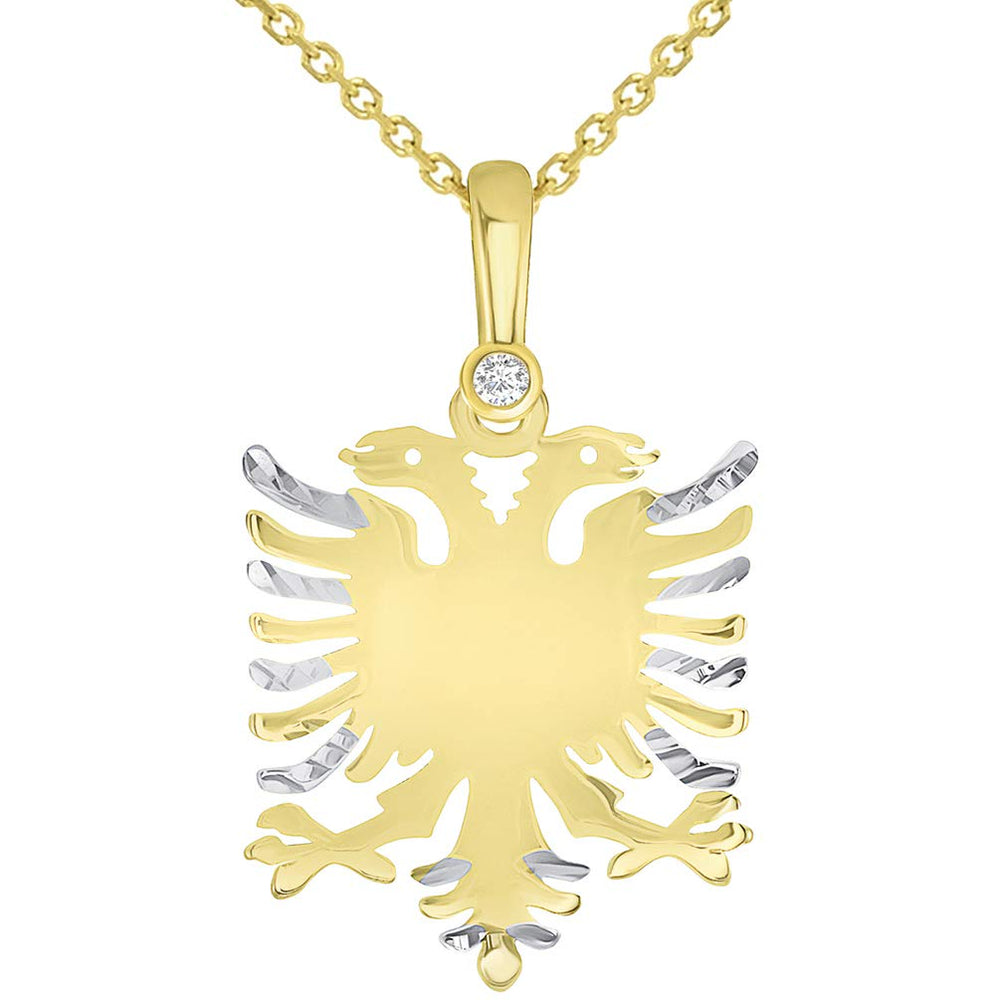 14K Gold Double-Headed Eagle Pendant Necklace