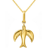 Load image into Gallery viewer, 14k Gold Dove Bird Flying Up Pendant Necklace
