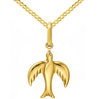 Load image into Gallery viewer, 14k Gold Dove Bird Flying Up Pendant Necklace
