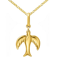 Load image into Gallery viewer, 14k Gold Dove Bird Flying Up Pendant Necklace
