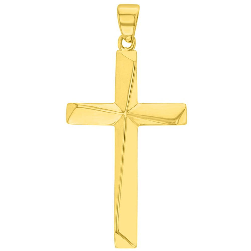 14K Gold Elegant Religious Plain Cross Pendant