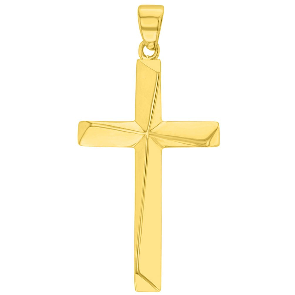 14K Gold Elegant Religious Plain Cross Pendant