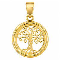 Load image into Gallery viewer, 14k Gold Family Tree of Life Medallion Pendant
