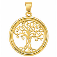 Load image into Gallery viewer, 14k Gold Family Tree of Life Medallion Pendant
