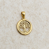 Load image into Gallery viewer, 14k Gold Family Tree of Life Medallion Pendant
