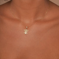 Load image into Gallery viewer, 14k Gold Filigree Angel with Heart Pendant Necklace
