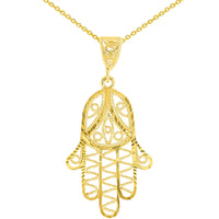 Load image into Gallery viewer, 14K Gold Filigree Hamsa Hand Pendant Necklace

