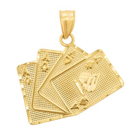 Load image into Gallery viewer, 14K Gold Four Kind Aces Poker Pendant Necklace

