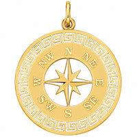 Load image into Gallery viewer, 14k Gold Greek Key 8-Point Star Compass Pendant
