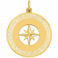Load image into Gallery viewer, 14k Gold Greek Key 8-Point Star Compass Pendant
