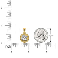 Load image into Gallery viewer, 14k Gold Guardian Angel Beaded Round Pendant
