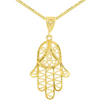 Load image into Gallery viewer, 14K Gold Hamsa Hand of God Pendant Necklace
