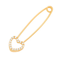 Load image into Gallery viewer, 14k Gold Heart Pin Brooch with Cubic Zirconia
