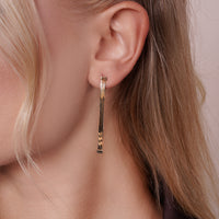 Load image into Gallery viewer, 14k Gold Herringbone Chain Drop Stud Earrings
