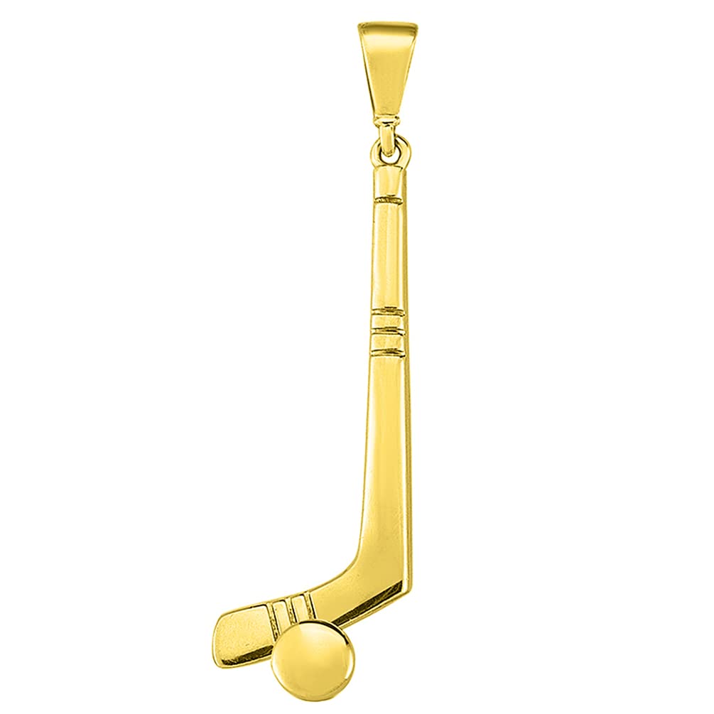 14k Gold Hockey Stick with Puck Sports Pendant