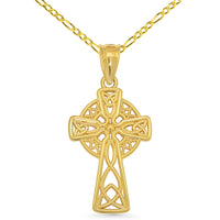 Load image into Gallery viewer, 14k Gold Irish Trinity Knot Celtic Cross Pendant Necklace
