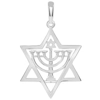 Load image into Gallery viewer, 14k Gold Jewish Star of David Menorah Pendant
