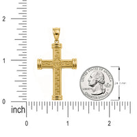 Load image into Gallery viewer, 14K Gold Latin Cross with Greek Key Pattern
