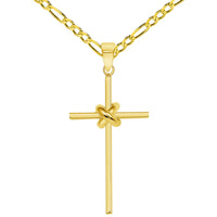 Load image into Gallery viewer, 14k Gold Love Knot Cross Pendant Necklaces
