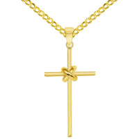Load image into Gallery viewer, 14k Gold Love Knot Cross Pendant Necklaces

