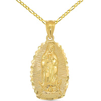 Load image into Gallery viewer, 14k Gold Luminous Our Lady of Guadalupe Pendant Necklace
