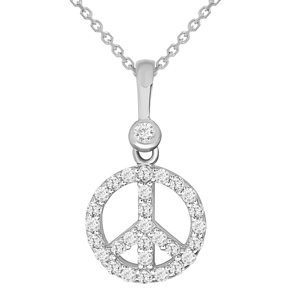 14k Gold Mini Peace Symbol Pendant Necklace