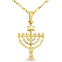 Load image into Gallery viewer, 14k Gold Mini Seven Branched Menorah Pendant Necklace
