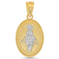 Load image into Gallery viewer, 14k Gold Miraculous Medallion of the Virgin Mary Pendant
