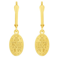Load image into Gallery viewer, 14k Gold Miraculous Virgin Mary Dangle Earrings

