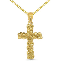 Load image into Gallery viewer, 14k Gold Nugget Textured Cross Pendant Necklace
