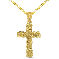 Load image into Gallery viewer, 14k Gold Nugget Textured Cross Pendant Necklace
