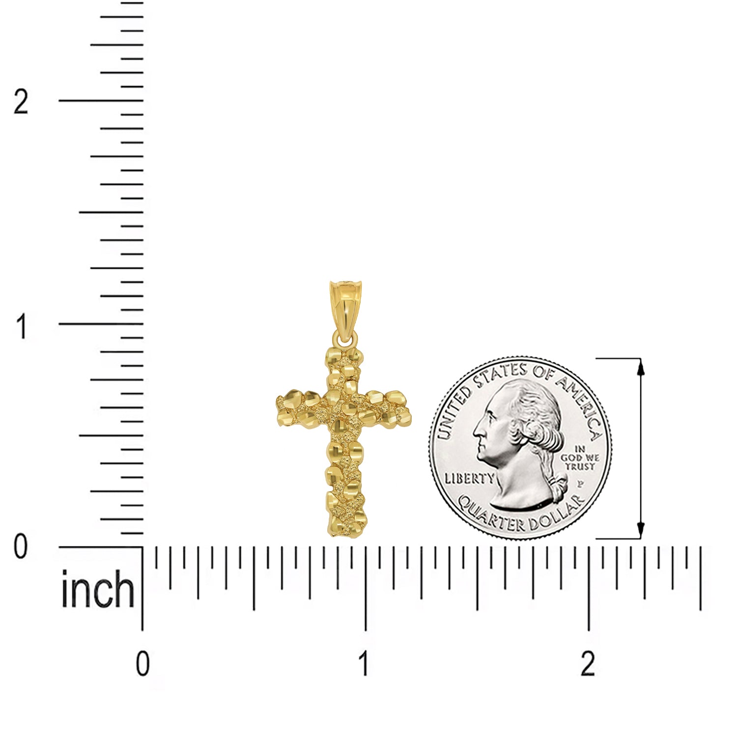 14k Gold Nugget Textured Cross Pendant Necklace | Jewelry America