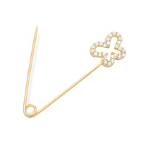 Load image into Gallery viewer, 14k Gold Open Butterfly Safety Pin Brooch
