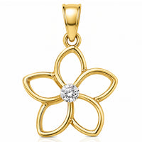 Load image into Gallery viewer, 14k Gold Open Hawaiian Plumeria Flower Pendant
