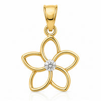 Load image into Gallery viewer, 14k Gold Open Hawaiian Plumeria Flower Pendant
