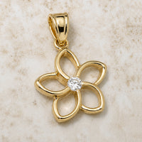 Load image into Gallery viewer, 14k Gold Open Hawaiian Plumeria Flower Pendant
