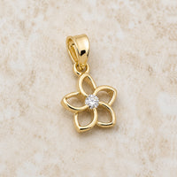 Load image into Gallery viewer, 14k Gold Open Hawaiian Plumeria Flower Pendant
