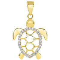 Load image into Gallery viewer, 14k Gold Open Shell Sea Turtle Pendant Necklace
