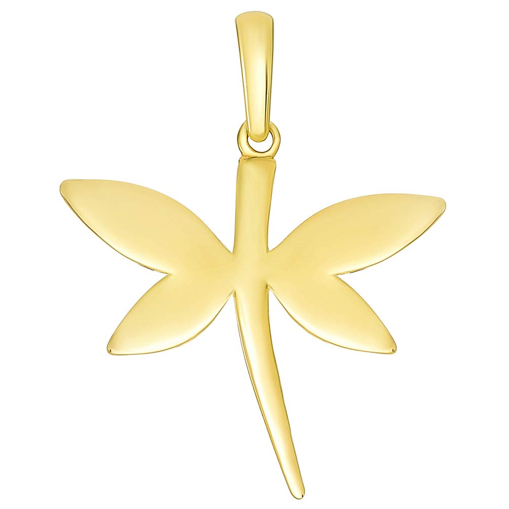 14k Yellow Gold Polished Silhouette Dragonfly Pendant