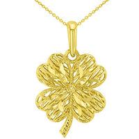 Load image into Gallery viewer, 14k Gold Puffed Four Leaf Clover Pendant Necklace
