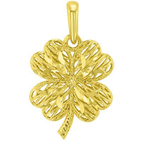 Load image into Gallery viewer, 14k Gold Puffed Four Leaf Clover Pendant Necklace
