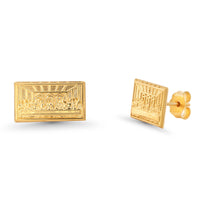 Load image into Gallery viewer, 14k Gold Rectangle Last Supper Stud Earrings
