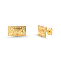 Load image into Gallery viewer, 14k Gold Rectangle Last Supper Stud Earrings
