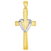 Load image into Gallery viewer, 14k Gold Religious Heart Cross Pendant Necklace
