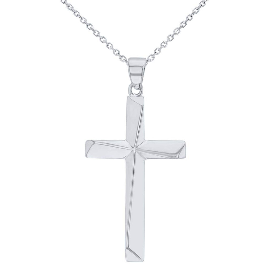 14K Gold Religious Plain Cross Pendant Necklace