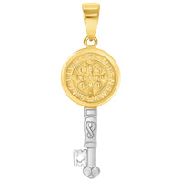 Load image into Gallery viewer, 14k Gold Reversible Saint Benedict Key Pendant
