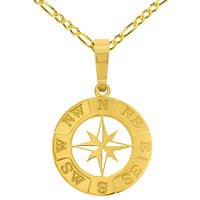 Load image into Gallery viewer, 14k Gold Round 8-Point Star Compass Pendant Necklace
