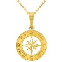Load image into Gallery viewer, 14k Gold Round 8-Point Star Compass Pendant Necklace
