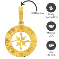 Load image into Gallery viewer, 14k Gold Round 8-Point Star Compass Pendant Necklace
