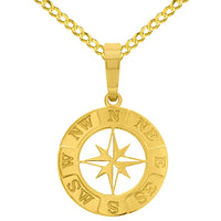 Load image into Gallery viewer, 14k Gold Round 8-Point Star Compass Pendant Necklace
